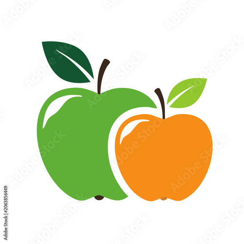 Flat Design Green and Orange Apples Icon