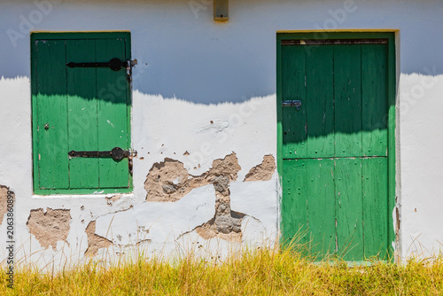 Old rustic architectural feature of derelict colonial building