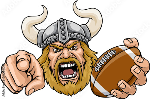 A Viking man holding Americ...