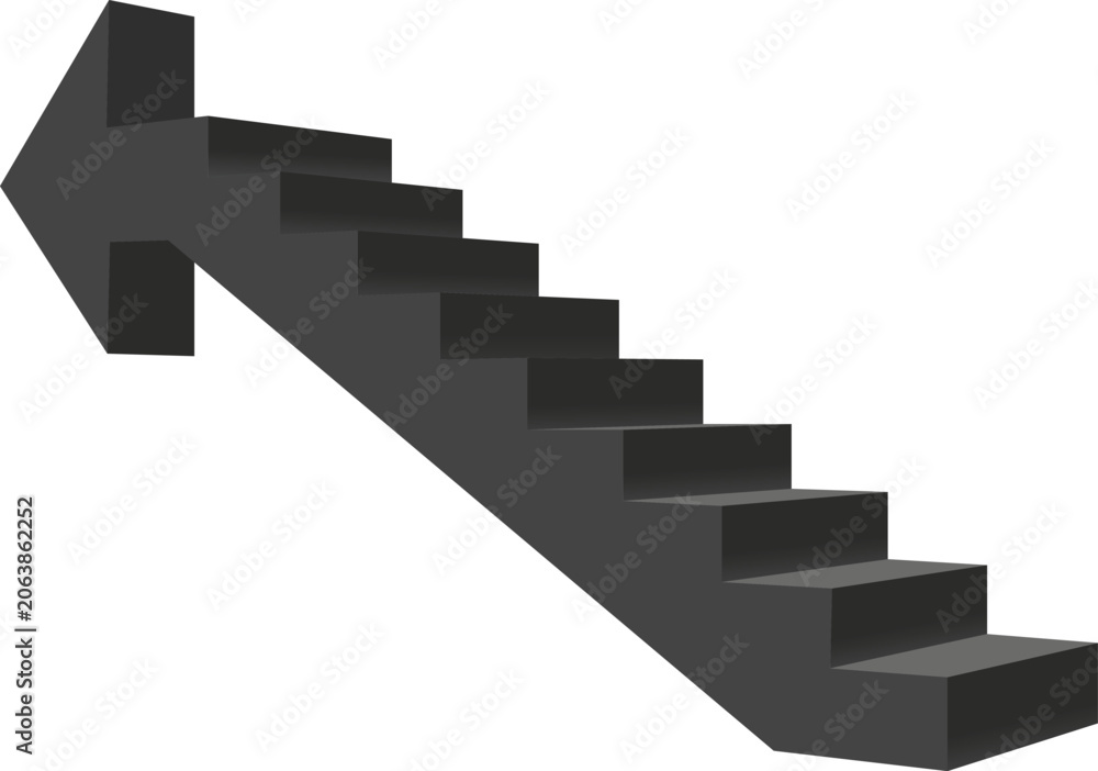 Fototapeta premium Black staircase shaped like an arrow pointing up as a symbol of growth and progress