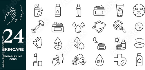 Obraz na plátně Skin care line icons set