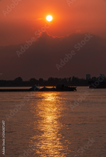 sunset over the river