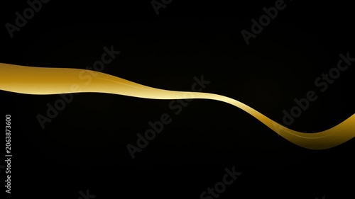 Abstract Glossy Gold Ribbon Wave Isolated on Black Background for Luxury Design Elements