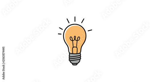 Foto Minimalist orange glowing light bulb representing sudden insight
