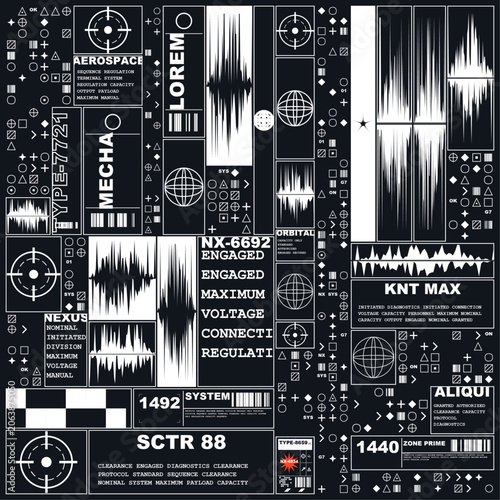 Futuristic Industrial Radar Dashboard with a Retro HUD UI Interface Dark Panel Waveform Screen Display Tech