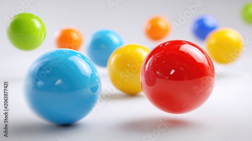 Vibrant bouncing balls: soft textures and motion against a white background