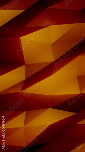 Abstract orange and red low poly geometric background with angular polygon shapes, warm gradients, and a modern decorative design.