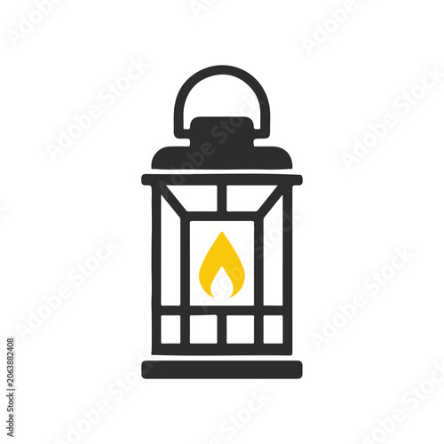 Vector illustration of a lantern with a lit candle inside, symbolizing warmth and guidance.