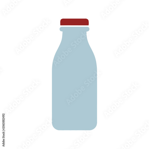 Vector illustration of a light blue bottle with red cap on white background