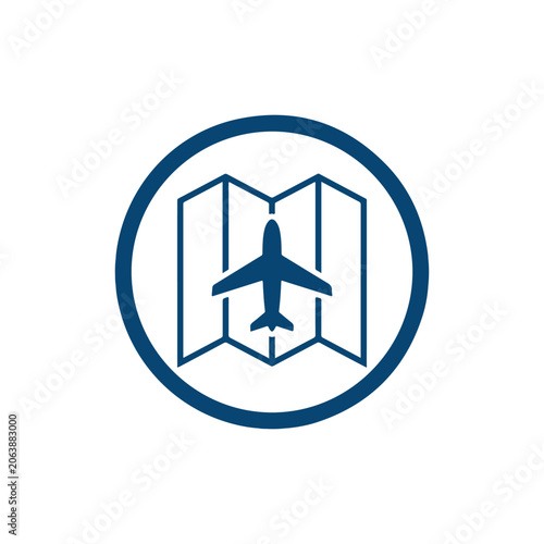 Vector graphic of a plane flying over a map, symbolizing travel and navigation.