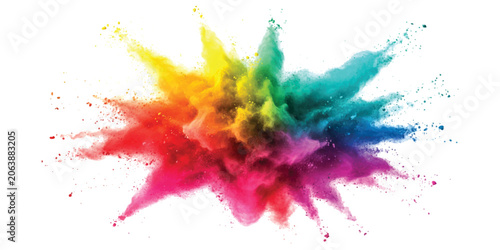 Obraz na plátně Bright colorful powder explosion with vibrant rainbow dust clouds