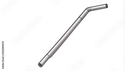Metal pipe with angled end fitting.
