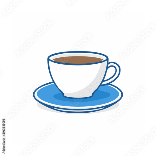 Blue and white coffee cup isolated on white background