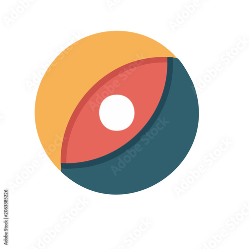 Flat design circular loading icon with blue red yellow