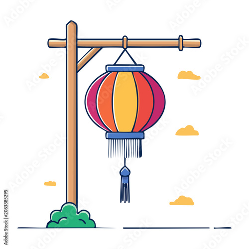 Flat design hot air balloon with basket