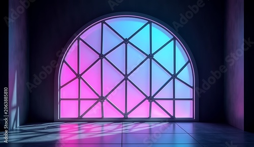 Neon Illuminated Arch Window