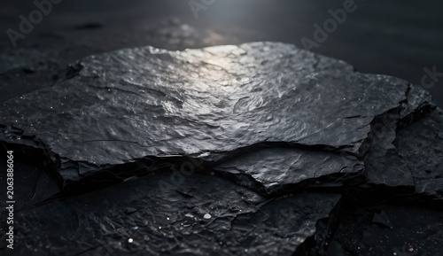 Textured Black Slate Rock Surface