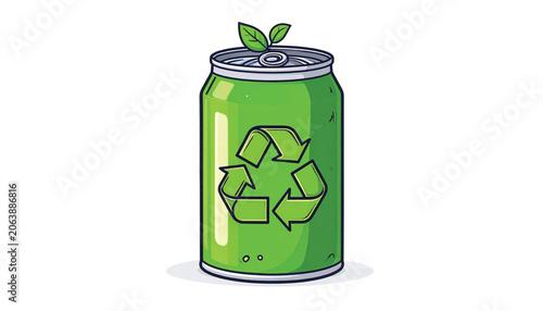 Green recyclable soda aluminum can.