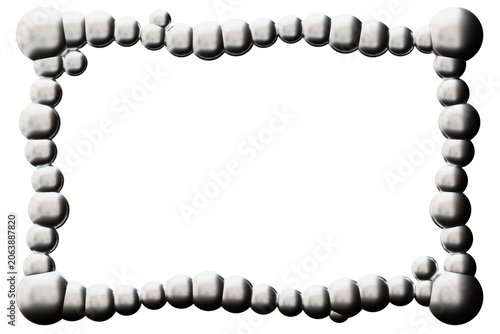 A chrome frame made of bubbles, isolated on a clear background. It is created with a 3D rendering, showing a simple design ideal for different uses