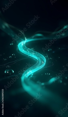 Ethereal Cyan Light Ribbon over Liquid