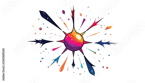 Colorful paint splatter art design element.