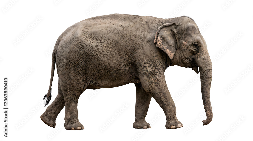 Fototapeta premium Elephant walking isolated on transparent background
