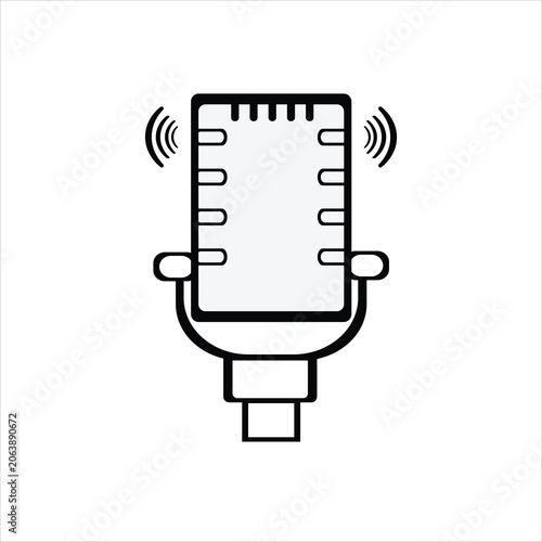 Black and white line art of a microphone