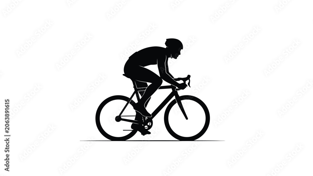 Naklejka premium Cyclist riding a road bike black silhouette