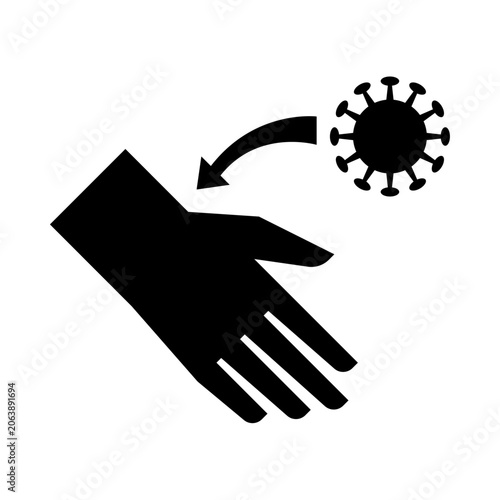 Hand Contact infection glyph icon. Bacteria on hand illustration.