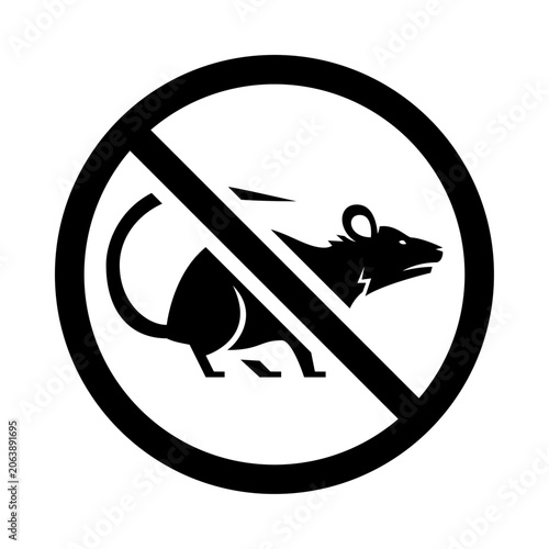 No rat allowed glyph icon. No rats illustration.