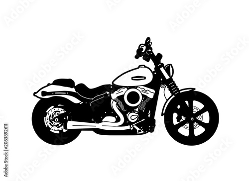 classic motorbike illustration vector in black and white isolated design