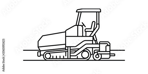Bild auf Leinwand Road roller compactor machine line drawing