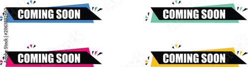 Set of black and white vector grunge banners for coming soon tag