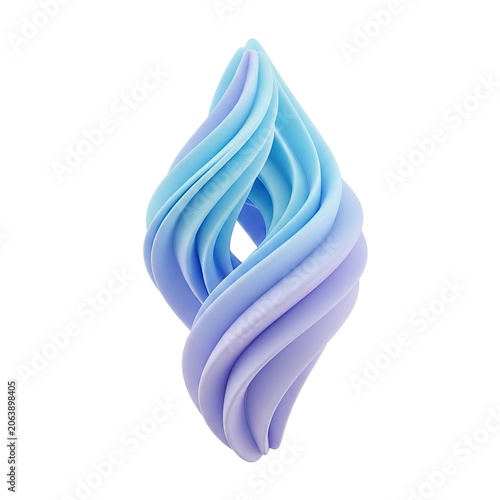 Abstract 3D Rendered Swirl Shape in Gradient Blue and Purple.