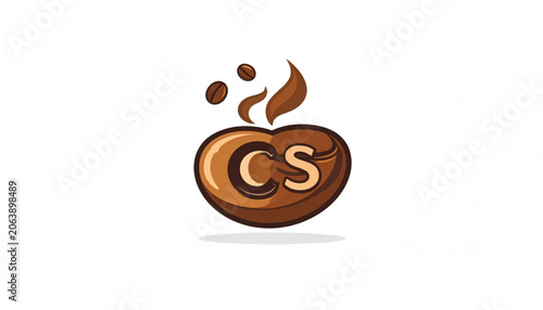 Brown Coffee Bean Logo Design.