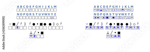 Coded message represented in cryptogram format for New Year  