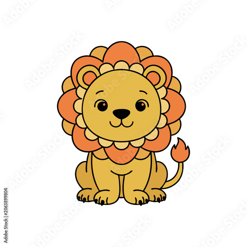 Cute Cartoon Lion Vector Illustration