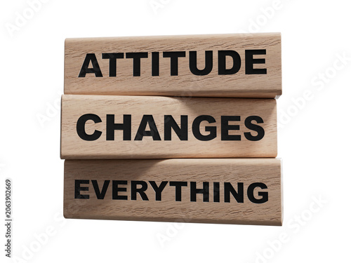 Tableau sur toile wood cubes with words Attitude Changes Everything