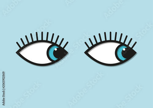 Blue eyes with lashes, illustration