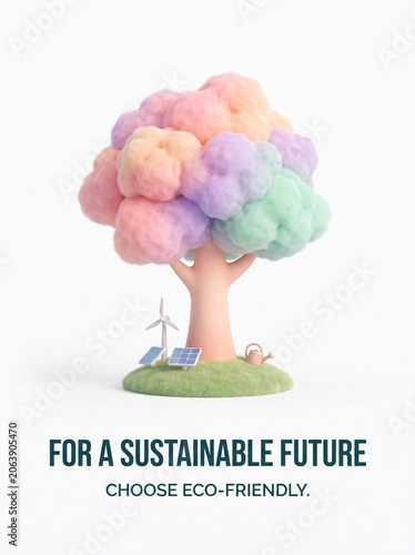 A sustainable future with eco-friendly technology and nature scene