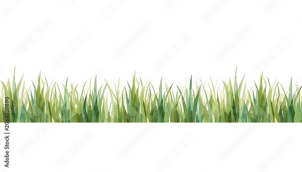 Fototapeta premium Whimsical watercolor grass banner with varying tones