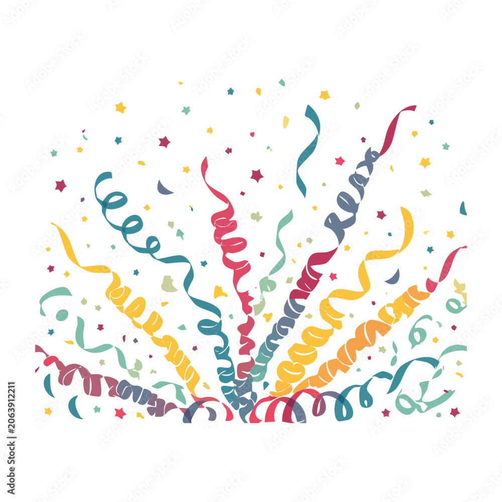 Fototapeta premium Colorful Streamers and Stars Flat Design