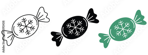 Foto Winter gift box icon set featuring snowflake elements, editable line icons, and solid glyph designs for holiday packaging and seasonal celebrations