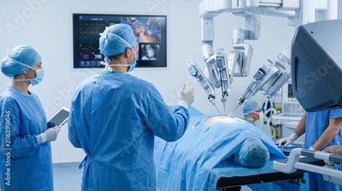 Lead Surgeon Oversees Robotic System Check Before Procedure