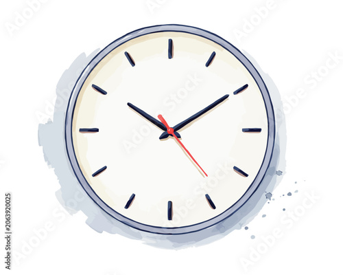Billede på lærred Watercolor Clock Clipart, Time Management and Productivity vector illustration i