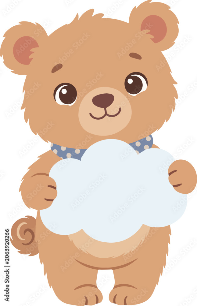 Obraz premium Bear Holding a Cloud Banner School Kids design