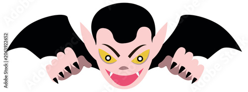 Schilderij op canvas cartoon vampire shape-shifting with bat wings vector illustration isolated on white background