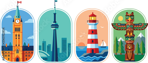 Cuadro en lienzo Canadian Heritage Landmarks: Travel Destinations and Cultural Icons
