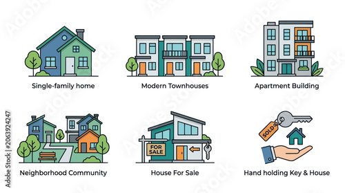 Diverse Housing Types: Homes, Townhouses, Apartments, Community, For Sale, Keys