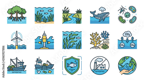 Obraz na plátně Environmental Conservation Icons and Logos.